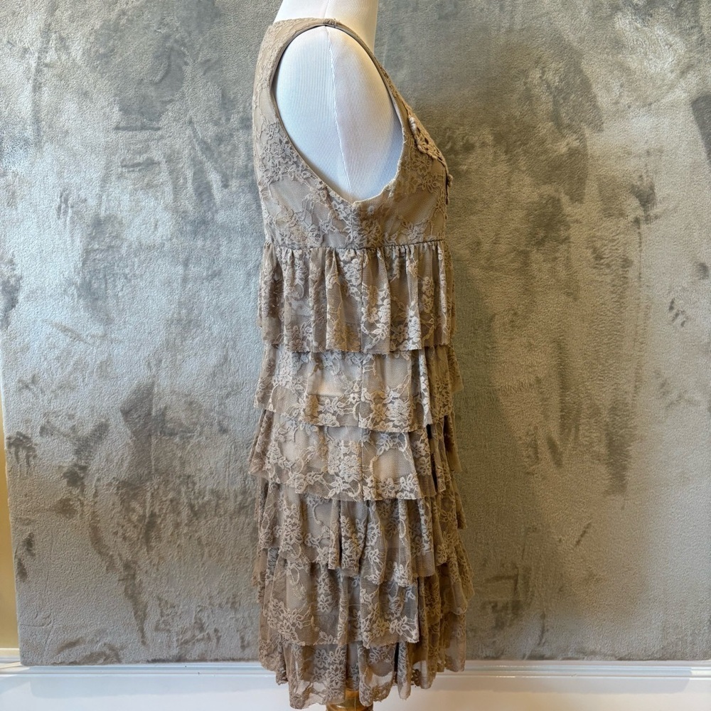 Boho Bohemian Flapper 1920s Lace Tiered Sleeveless Dress Sz M - Picture 4 of 12